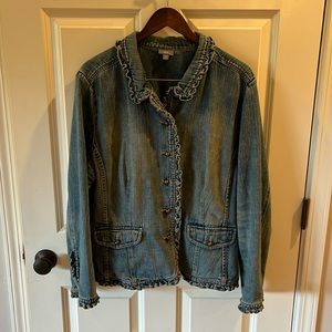 J. Jill XL jeans jacket. Feminine ruffled gorgeous!